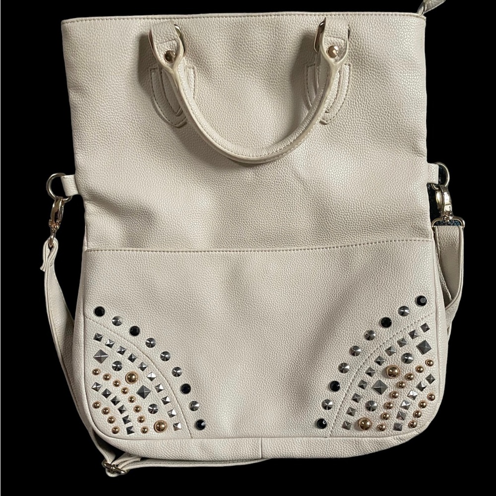Aldo White Studded Tote Shoulder Bag